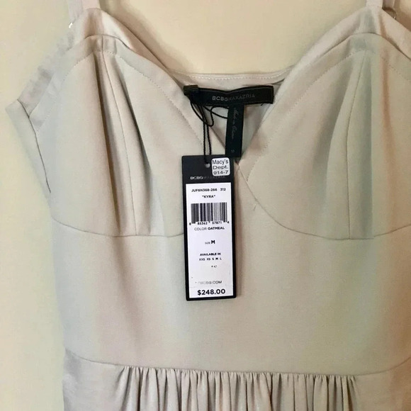 BCBG MAXAZRIA Floor Length "Oatmeal" Colored Dress Size M NWT - Picture 7 of 10